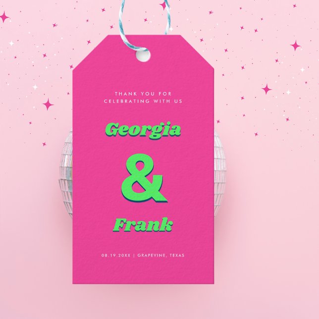 Rosa und grüne Hochzeitspartei oder Engagement Geschenkanhänger (Von Creator hochgeladen)