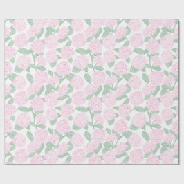 Rosa und grüne Hortensien-Blumen Geschenkpapier