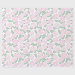 Rosa und grüne Hortensien-Blumen Geschenkpapier