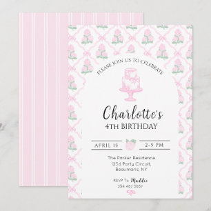 Rosa und grüne Hortensien-Terrasse mit Schleifen Einladung