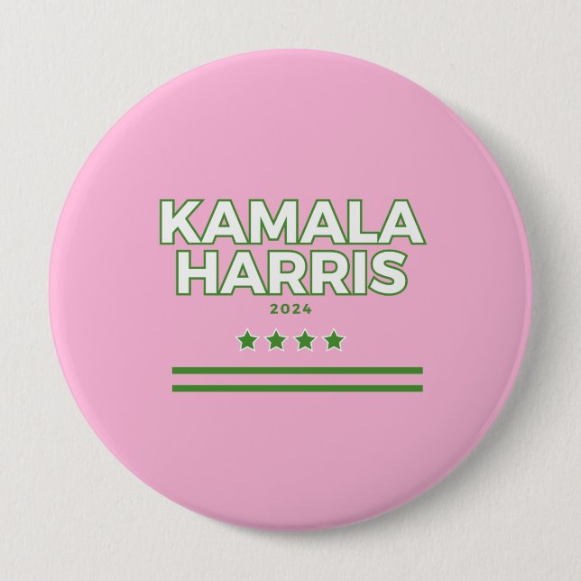 Rosa und grüne Kamala Harris Button (Vorderseite)