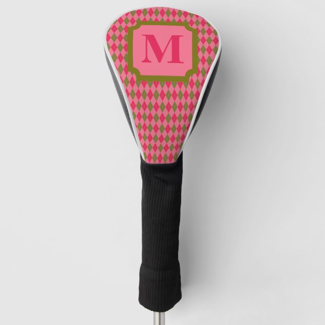 Rosa und grüne Karton-Raute Golf Headcover (Vorderseite)