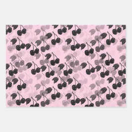 Rosa und grüne Kirschen Geschenkpapier Set