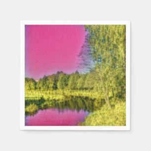 Rosa und grüne ländliche Landschaft Papier Serviet Serviette