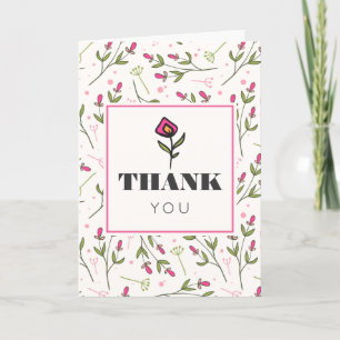 Rosa und grüne langstielige Wildblumen Danke