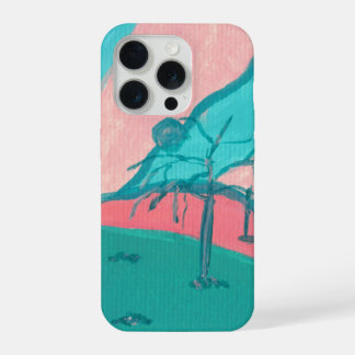 Rosa und grüne minimalistische Landschafts-Handyhü iPhone 15 Pro Hülle