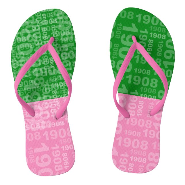 Rosa und grüne Neunzehn Flip Flops (Fußbett)