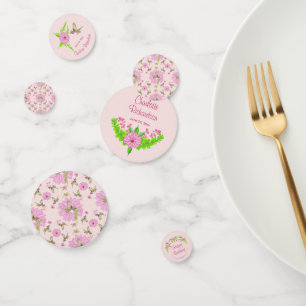 Rosa und grüne Nostalgische Blumentafel Confetti Konfetti