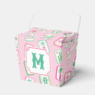 Rosa und grüne Palm-Beach-Mahjong-Kacheln-Monogram Geschenkschachtel