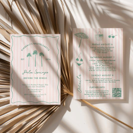 Rosa und Grüne Palm Springs Junggesellinnenabschie Einladung