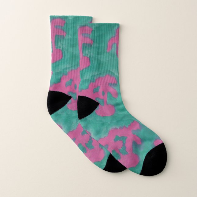Rosa und grüne Palme-Druck-Socken Socken (Paar)