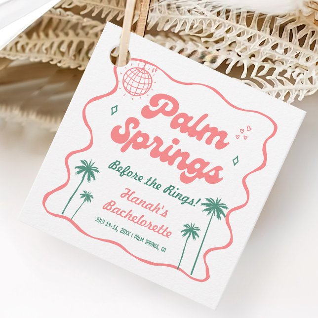 Rosa und grüne Palmsprings Bachelorette Geschenkanhänger (Von Creator hochgeladen)
