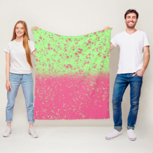 Rosa und grüne Pastell-Spritzer Fleecedecke