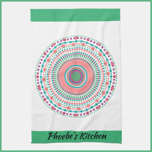 Rosa und grüne Pastelle Mandala Geschirrtuch