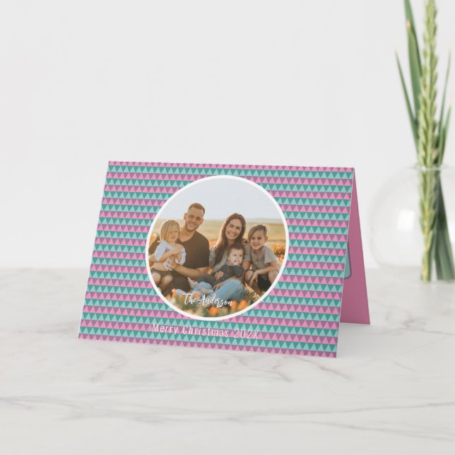 Rosa und grüne Pastellfarben Weihnachtskarte Dankeskarte (Vorderseite)