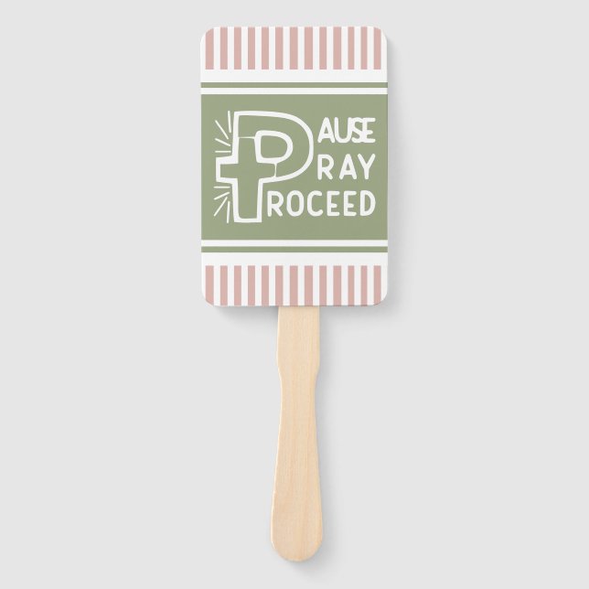 Rosa und grüne Pause Beten Christlich weitermachen Fächer (Vorderseite)