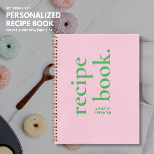 Rosa und grüne Personalisierte moderne Rezeptur Notizbuch