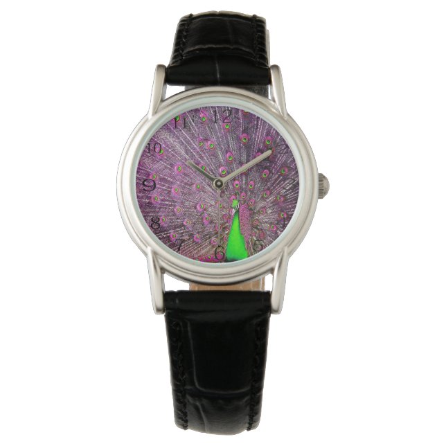 rosa und grüne Pfaue, Armbanduhr (Vorderseite)