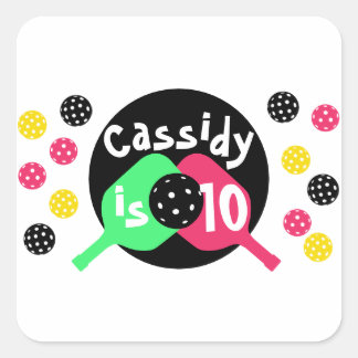 Rosa und grüne Pickleball Quadratischer Aufkleber