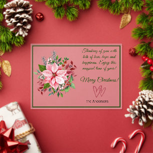 Rosa und grüne Poinsettien-Weihnachtskarte mit Fro Acryleinladungen