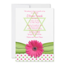 Rosa und grüne Polka Dots Bat Mitzvah Einladung