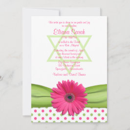 Rosa und grüne Polka Dots Bat Mitzvah Einladung