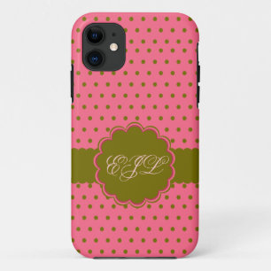 Rosa und grüne Polka-Punkte Case-Mate iPhone Hülle
