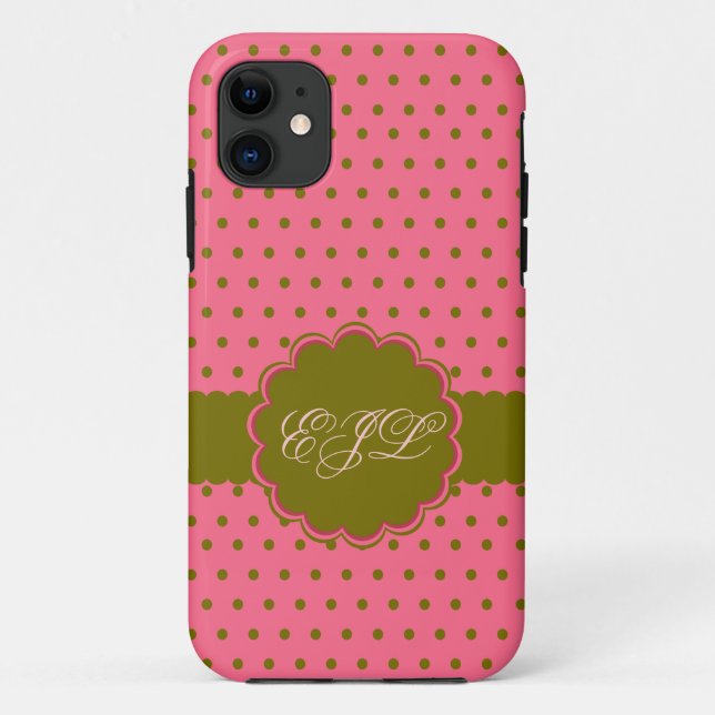Rosa und grüne Polka-Punkte Case-Mate iPhone Hülle (Rückseite)