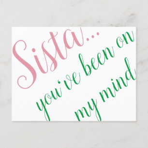 Rosa und grüne Postkarte