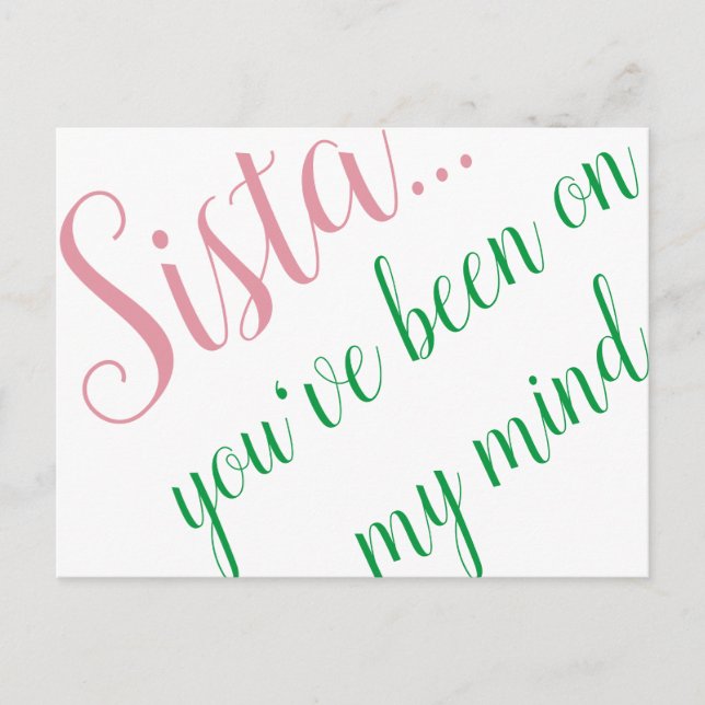 Rosa und grüne Postkarte (Vorderseite)