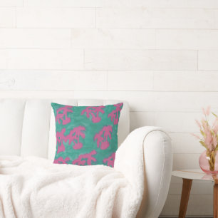 Rosa und grüne Preppy Island Palms Pillow Kissen