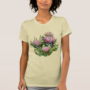 Rosa und grüne Protea Blume T-Shirt