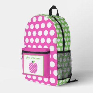 Rosa und grüne Punkte-Lehrerpomapple Bedruckter Rucksack
