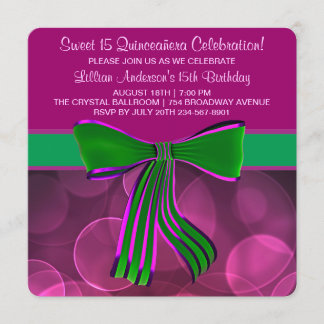 Rosa und grüne Quinceanera Einladung