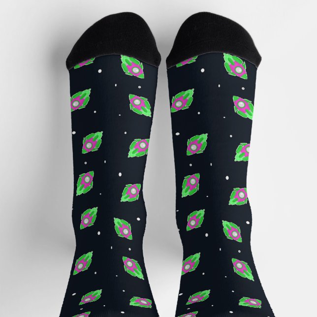 Rosa und grüne Raketensocken Socken (Oben)