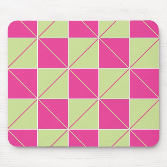 Rosa und grüne Raute Mousepad (Vorne)