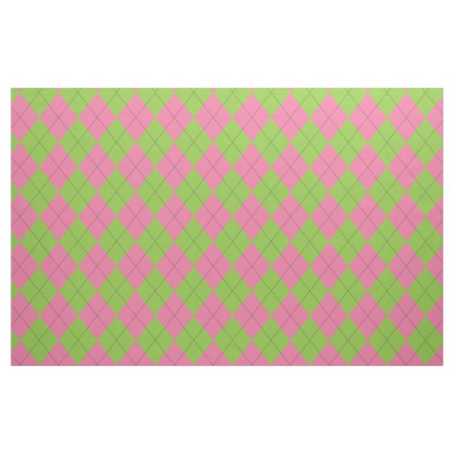 Rosa und grüne Raute Schwarz Stoff (Fat Quarter (45,7 x 55,9 cm))