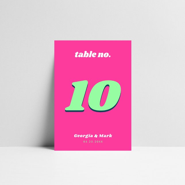 Rosa und grüne Retro-Hochzeit Tischnummer (Von Creator hochgeladen)
