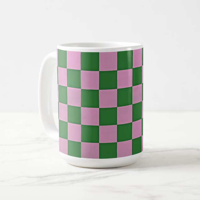 Rosa und grüne Retro-Tasse Cup Kaffeetasse (Vorderseite Links)