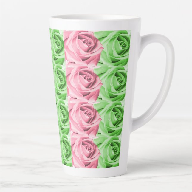 Rosa und grüne Rose Latte Tasse (Rechts)
