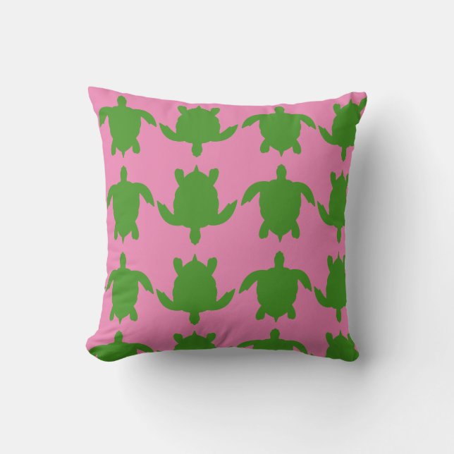 Rosa und grüne Schildkröte Kissen (Vorderseite)