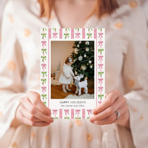 Rosa und grüne Schleifen Tapete Foto Weihnachtskar Feiertagskarte