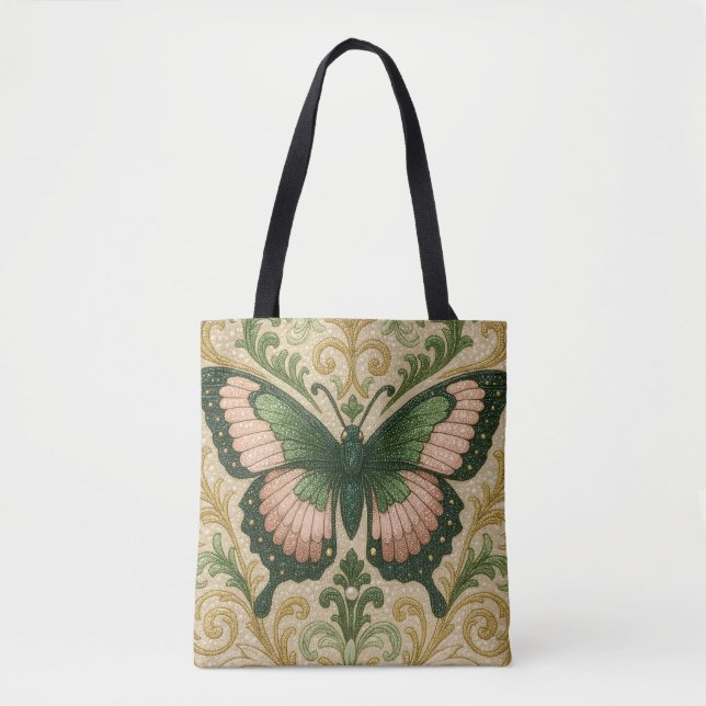 Rosa und grüne Schmetterlings-Tasche (Vorderseite)