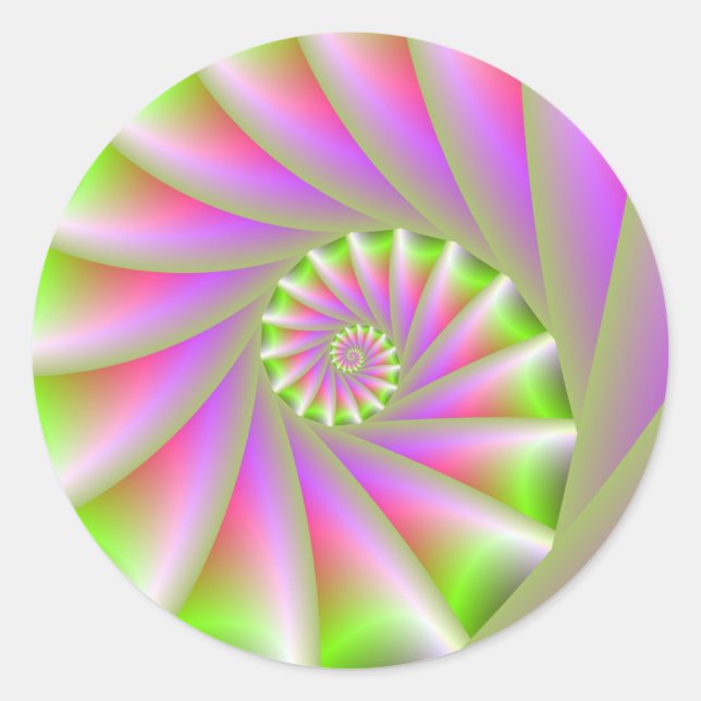 Rosa und grüne Spiralaufkleber Runder Aufkleber (Vorderseite)