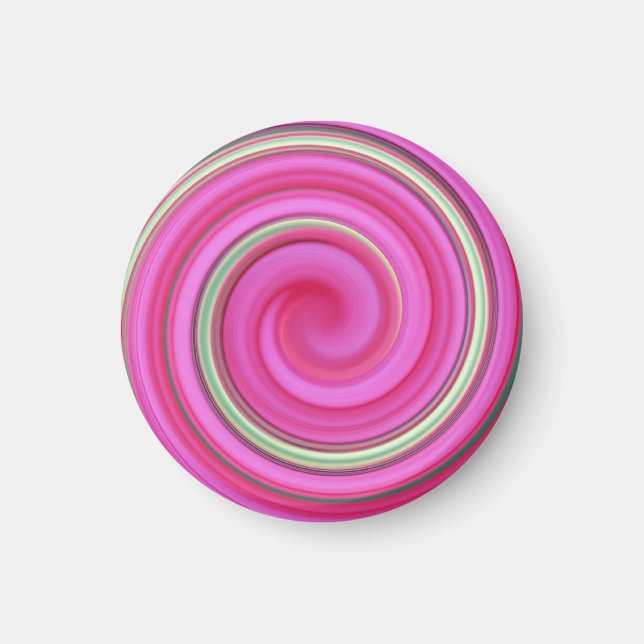 Rosa und grüne Spirale Magnet (Vorne)