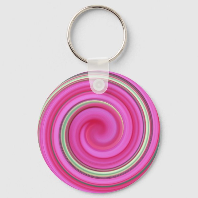 Rosa und grüne Spirale Schlüsselanhänger (Vorderseite)