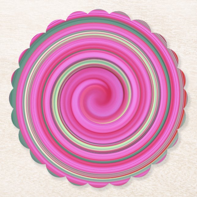 Rosa und grüne Spirale Untersetzer (Vorderseite)
