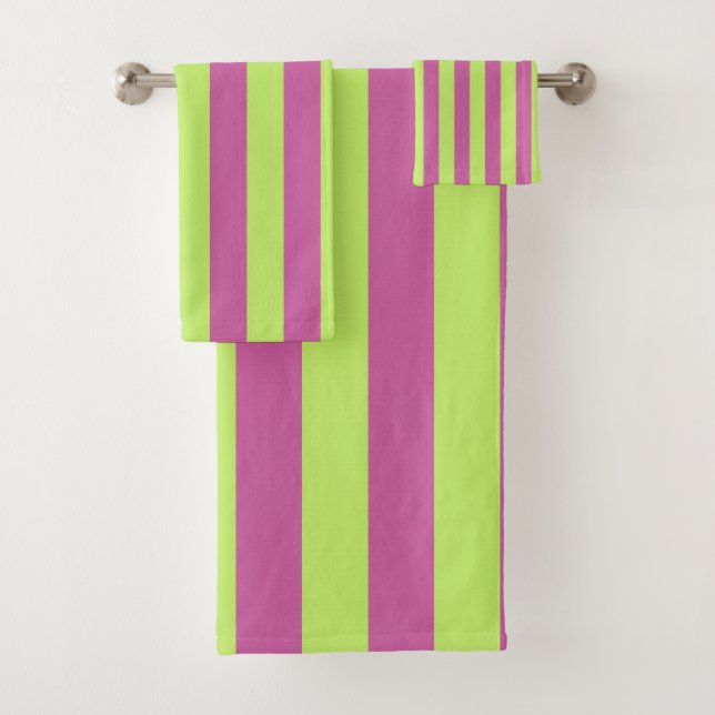 Rosa und grüne Streifen Badhandtuch Set (Insitu)