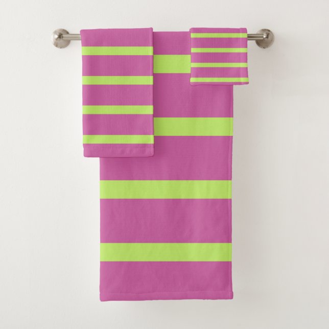 Rosa und grüne Streifen Badhandtuch Set (Insitu)
