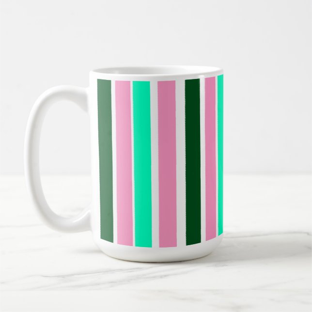 Rosa und grüne Streifen Kaffeetasse (Links)
